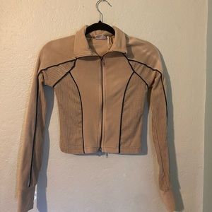 URBAN OUTFITTERS Out from Under cropped velvet zip up sweater top